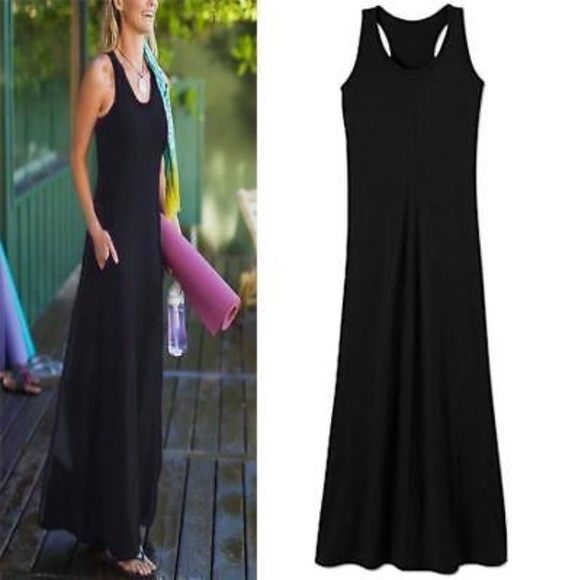 solid black maxi dress